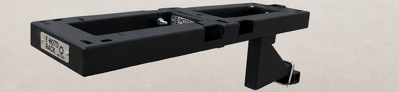 eMotorack standalone carrier — dual cradle platform with hitch shank